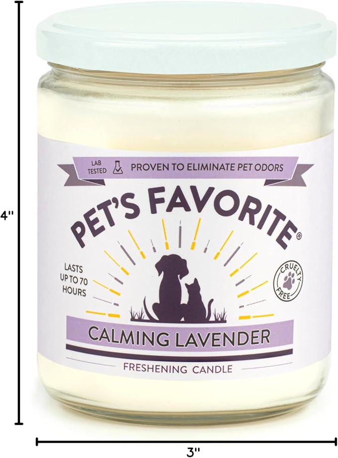 Pet's Favorite Pet Odor Candle, Clean Burning, Long Lasting Scented Candles with a Cotton Wick. (Calming Lavender/French Vanilla, Pack of 2)