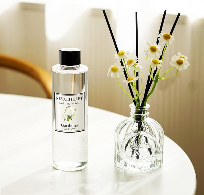 Gardenia Reed Diffuser Oil Refill Set, 6.8 OZ X 2 Pack Home Fragrance for Bedroom, Bathroom Home Decor