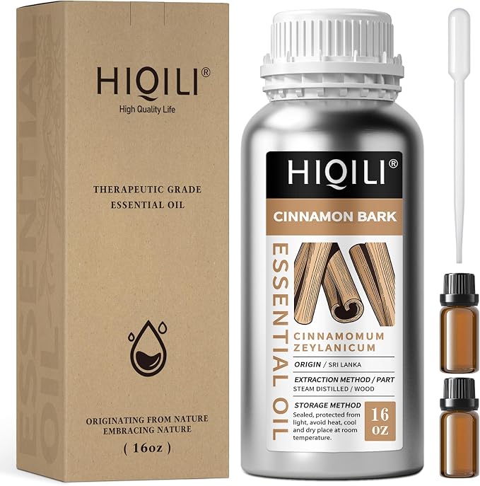 HIQILI Cinnamon Essential Oil for Candle, Spary & Diffuser - Indoor and Outdoor