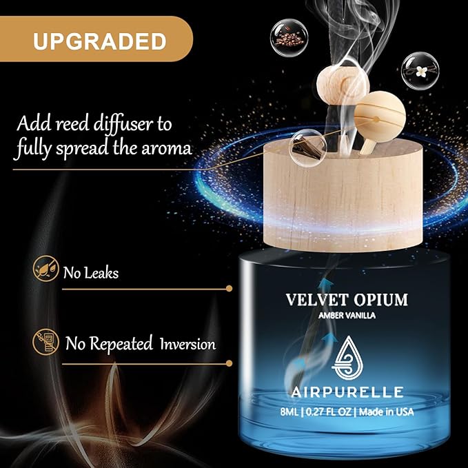 Car Air Freshener Hanging 2 Pack Car Fresheners Diffuser - Amber Vanilla Car Scents Essential Oil Air Diffuser, 45+ days Long Lasting Fragrance Air Fresheners, Two 0.27 FL OZ/8ML Made in USA