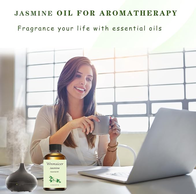 Jasmine Essential Oil 4 Oz, Premium Jasmine Oil for Massage Oil, Skin & Diffuser and Aromatherapy 120 mL