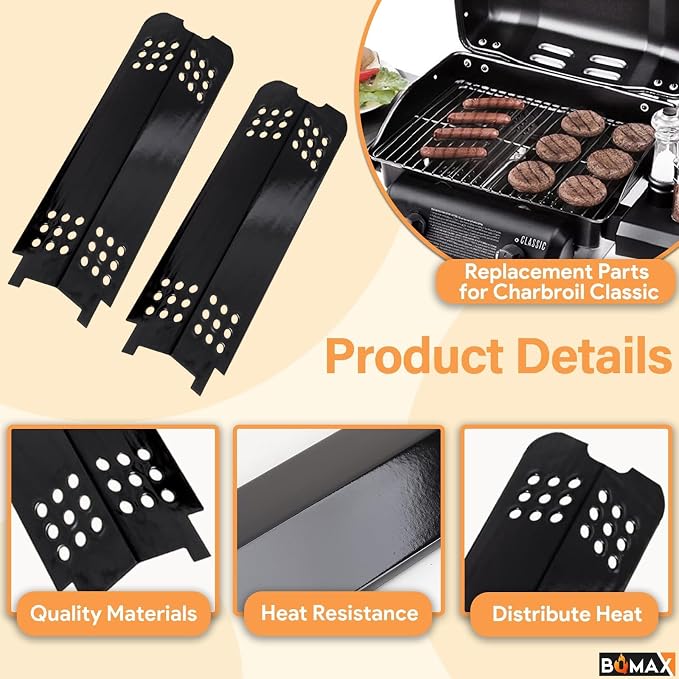 Grill Parts for Charbroil Classic 280 2-Burner Grill 463672817, 463672717, 463613717, 463647018, G320-0200-W1, G215-0203-W, Grill Burner & Heat Plates Kit for Charbroil Classic Replacement Parts