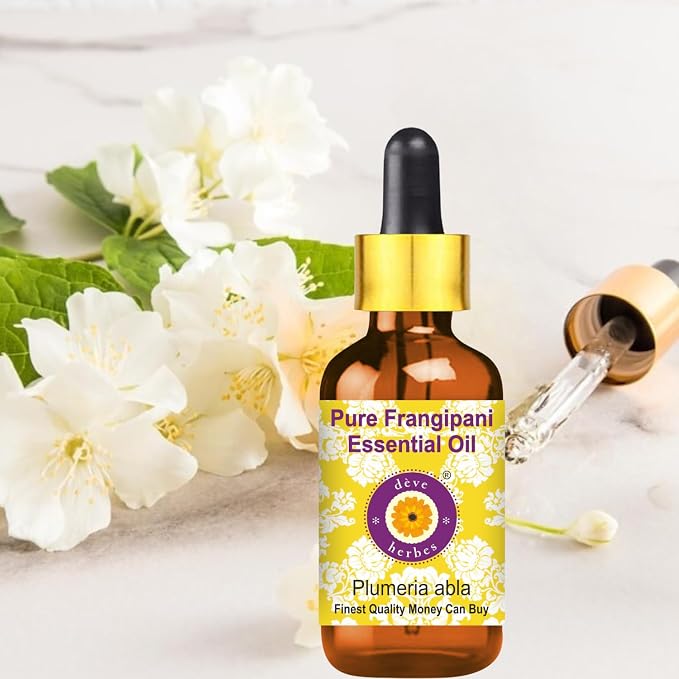 dève herbes Frangipani Essential Oil (Plumeria alba) with Glass Dropper | Pure | Non-Sticky | Non-Greasy | Lightweight | Men & Women | All Skin Types | Steam Distilled 5ml (0.16 oz)