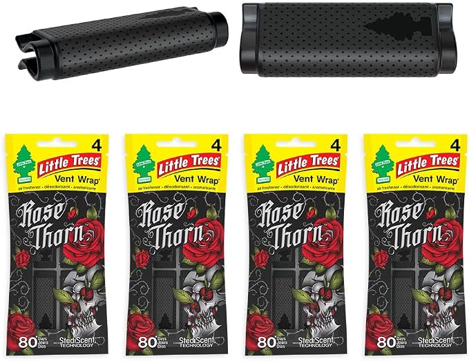 LITTLE TREES Car Air Freshener | Vent Wrap Provides Long Lasting Scent, Invisibly Fresh | 16 Air Fresheners | Rose Thorn