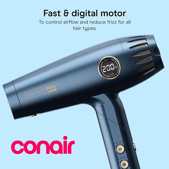 Conair InfinitiPRO DigitalAIRE Multi-Styler Hair Dryer | Ultra-lightweight High-Speed Digital Motor Styler for Thick, Long, and Fine Hair, Blue, 1002L