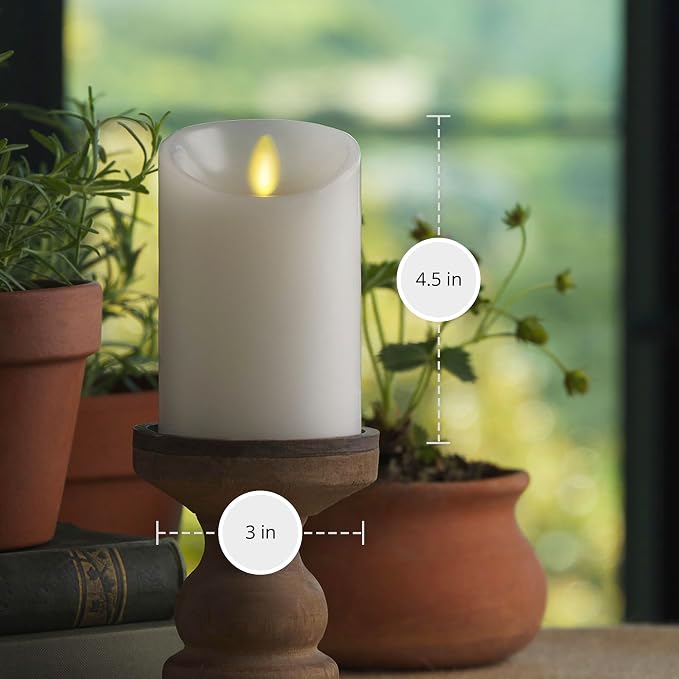 Luminara - Flameless LED Battery Operated Flickering Pillar Candles - White - Pack of 1-3x4.5 - Realistic Moving Flame Real Wax Indoor/Outdoor Decor