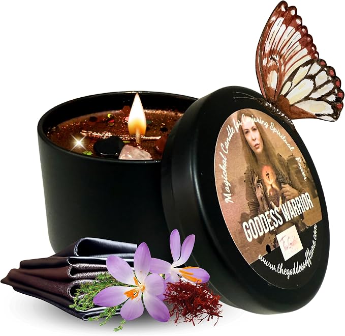 – Goddess Warrior Candle | Spiritual Aromatherapy Candle for Strength, Courage & Empowerment | Non Toxic Soy Wax Ritual Spell Candle | Hoodoo, Wiccan, Pagan, Conjure (8oz)