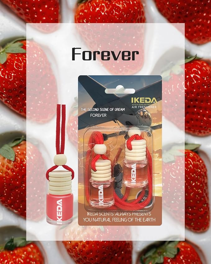 ikeda fragrance Car Air Freshener 4ml Car Scents | 45-Days Keep Fragrance | Automotive Hanging Diffuser Bottles | Remove Auto Odor Long-Lasting Fresh Air for Home Deodorizer (2pcs, Forever)