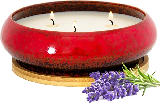Lavender Scented Candles, 3 Wicks Large, 17 oz Aromatherapy Gifts for Women, Decorative Natural Soy Candles with Long Lasting Scent for Home, Mother's Day, Birthday, Anniversary