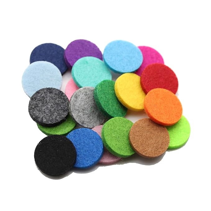 200 Pieces Car Diffuser Aromatherapy Diffuser Necklace Replacement Pads Replacement Felt Pads Essential Oil Diffuser Locket Necklace Refill Pads Multi-Color (22.5mm Diameter)