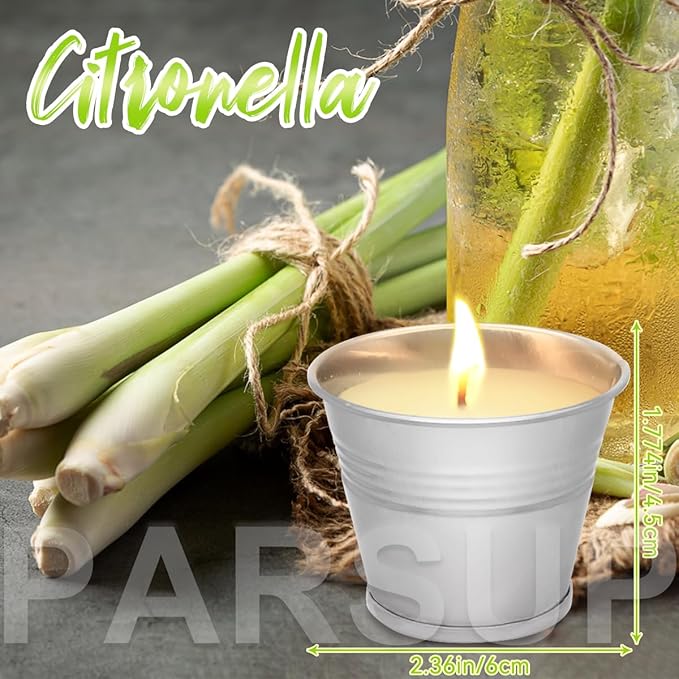 24PCS Citronella Candles - Garden Citronella Scented Candles Outdoors, 240-360 Hours Burning, Natural Soy Wax, Portable Jar Candle Gift Sets for Home Patio Yard Indoors, Balcony, Camping