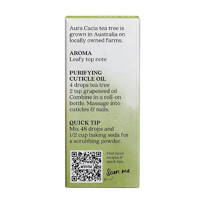 Aura Cacia 100% Pure Tea Tree Essential Oil, 100% Pure Therapeutic Grade, 15 ml in Box, Melaleuca alternifolia (Pack of 2)