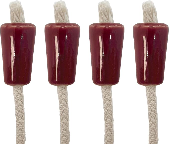 Oenophilia Oeno Afterglow Bottle Wicks, Glass Bottle Wick Holder, Use with Lamp Oil, Set of 4 (Burgundy)