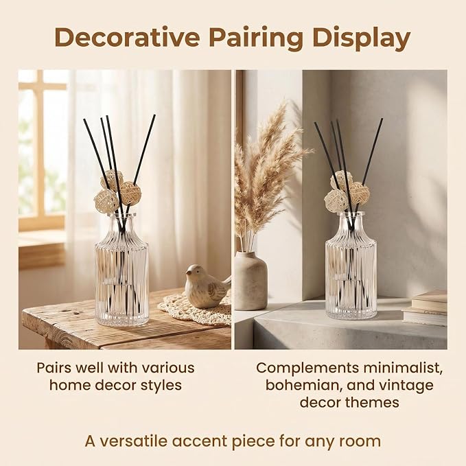 150ml /5.2 oz Empty Clear Glass Diffuser Bottles Refillable Aromatherapy Diffuser Jars Fragrance Essential Oils Accessories Use for DIY Replacement Diffuser Sticks Sets Crafts Decor