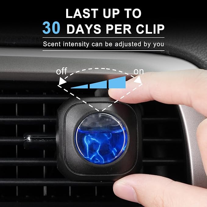 JUSTTOP Crystal Ice Scent Car Air Freshener Clip,Provides Long Lasting Fragrance Holding for Over 120 Days,4 Vent Clips,4ml Each,Car Accessories for Men or Women(Crystal Ice)