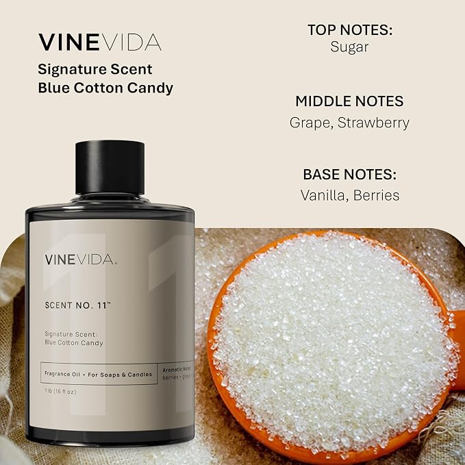 VINEVIDA[16oz] Blue Cotton Candy Fragrance Oil for Candle Making Scents for Soap Making, Perfume Oils, Soy Candles, Bath Bombs, Slime, Reed Diffusers, Room Spray, Laundry, ARTS-FOBP-BLU-COTT-16
