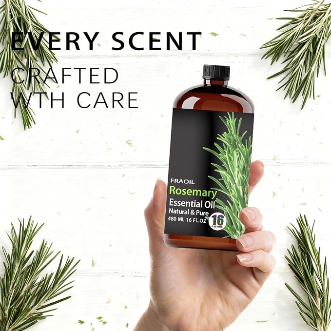 Rosemary Essential Oil, Rosemary Oil 16 Fl Oz 480 ML for Diffuser Humidifier Yoga Cleaning DIY Candle Soap Making Perfume Gift Essential Oils FRAOIL (Rosemary 16 Fl Oz (Pack of 1))