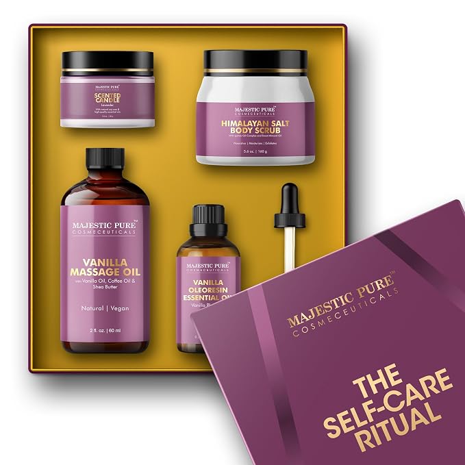 Majestic Pure Spa & Pamper Set | Gift Set of 4 | Relaxing Self-Care Essentials for Home Spa Experience