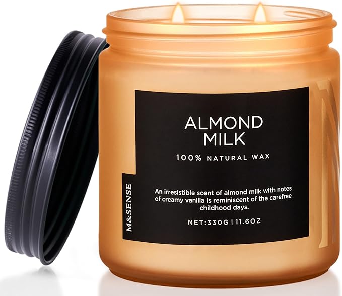 M&SENSE Creamy Vanilla Scented Candle, 11.6oz Clean Non Toxic Home Sweet Scent 70 Hours Burn Time Fragrance Candle for Home Decor 2 Wick Natural Soy Wax