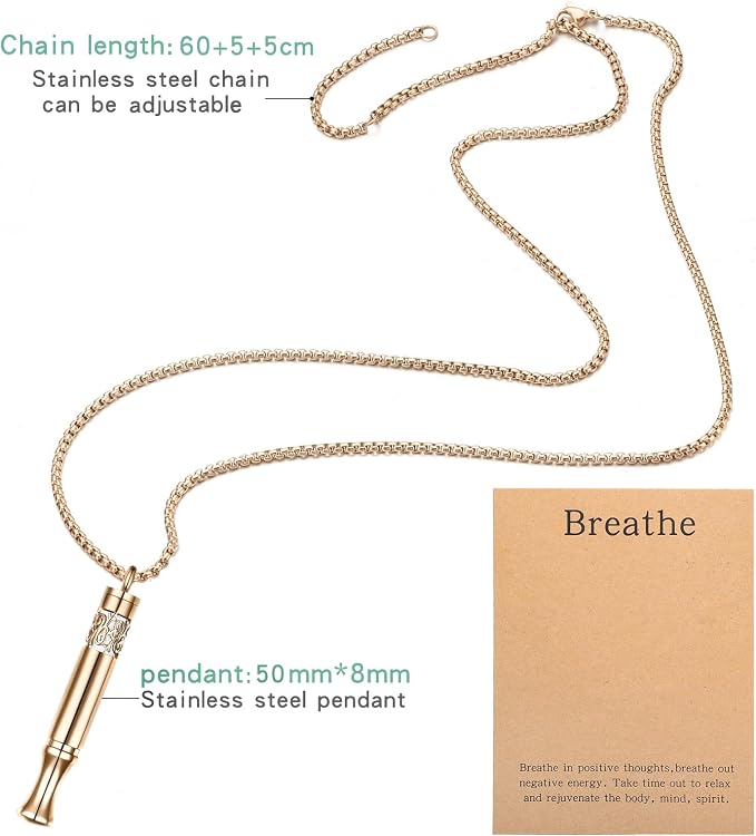 Anxiety Relief Pendant Mindfulness Breathing Necklace - Essential Oil Diffuser & Personal Inhaler Aromatherapy Necklaces for Women & Men (Rose Gold)