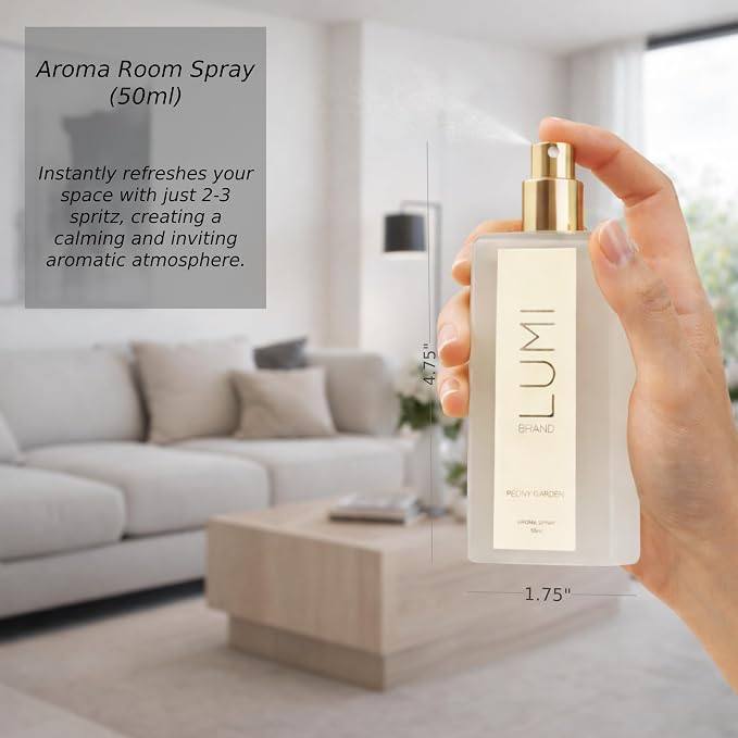 Luxury Aroma Gift Set | Peony Garden - Reed Diffuser (200ml), Wood Wick Soy Candle (200g), Room Spray (50ml) | Includes Dried Flowers & 8 Reeds | Luxurious Home Fragrance for Home Décor & Gifts