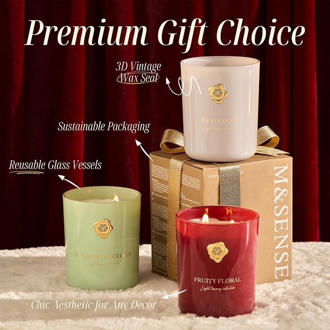 M&SENSE Fruity & Floral Scented Candle | 90-Hour Burn, 16.6 oz | Long-Lasting for Mood Healing and Gifting | Natural Non-Toxic Soy Wax | for Bathroom, Kitchen, Office