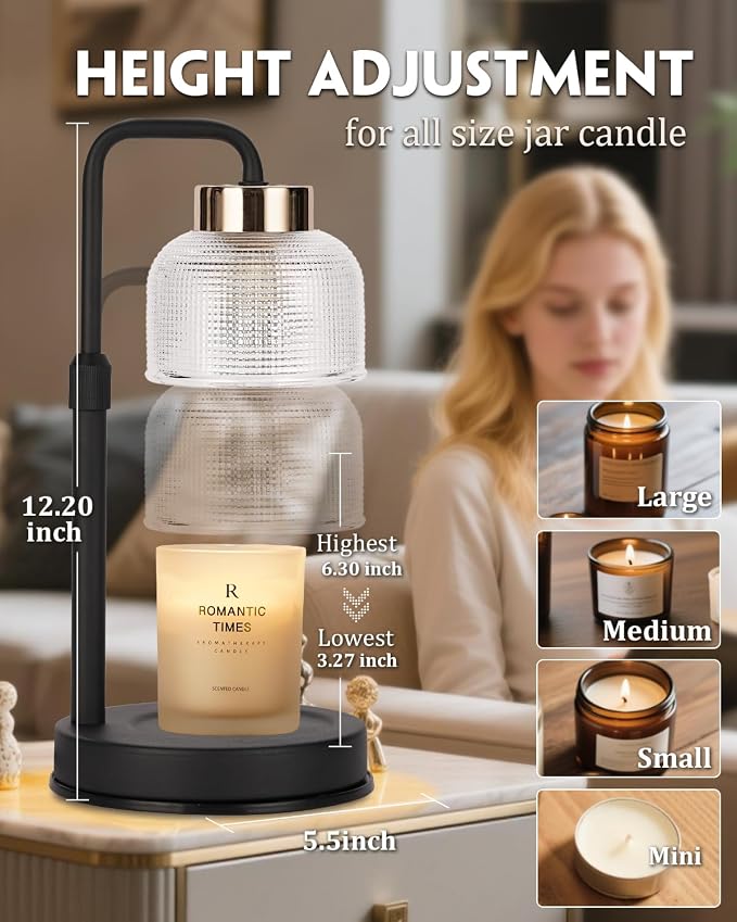 Candle Warmer Lamp with Timer & Dimmable Brightness, House Warming Gifts New Home, Candle Warming Lamp Gifts for Mothers Day, Birthday Gifts for Women Mom, Flameless Wax Melt Warmer for Jar Candles