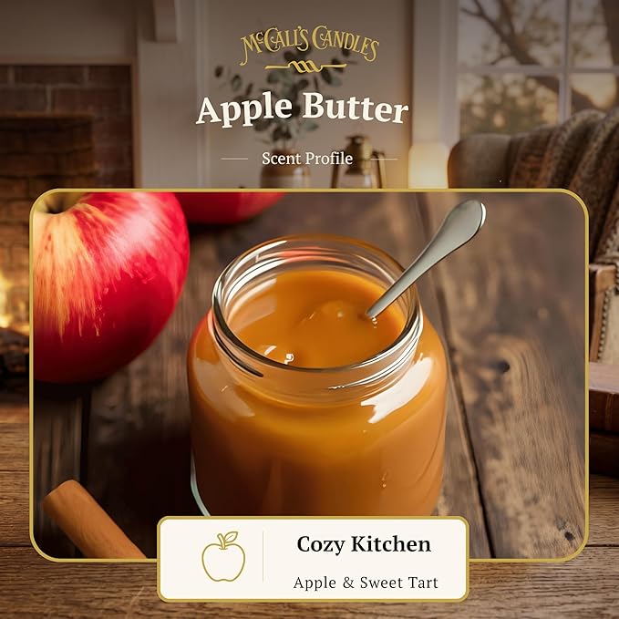 McCall’s Candles | Apple Butter | 26 oz Scented Candle | USA-Poured | Vintage Rustic Jar with Carrying Handle | Sweet & Tart Spiced Apple Fragrance
