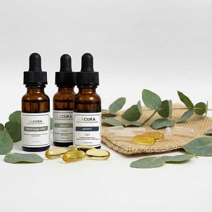 LaCura Immune Essentials 3-Blend Bundle – Daily Wellness & Respiratory Support Drops – Plant-Based Oil Blend with Orange, Clove, Ginger, Oregano & Thyme – Includes LaCura I & II, Persist Cough Support