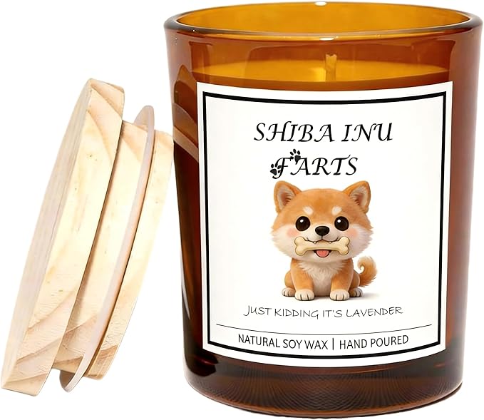 Shiba Inu Gifts for Women | Birthday Gifts for Mom | Light When Dog Farts Candle | Cedar By Natural Soy Wax | Pet Safe Friendly Memorial Candles for Home Scented Household Essentials