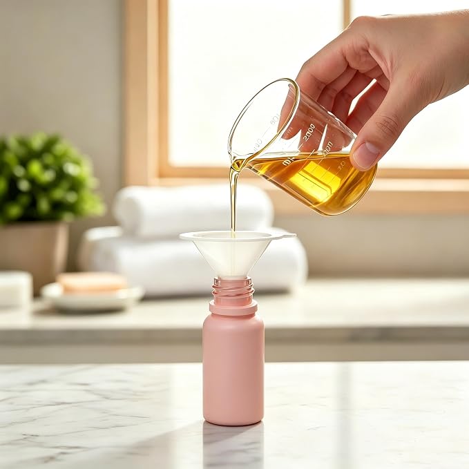 10ml Empty Glass Pump Bottle Dispenser 6 Pack,Pink Travel Refillable Bottles Dispenser for Lotion Cream Essential Oil Shampoo, Small Cosmetic Containers 1/3oz (10ml Pink 6pcs)