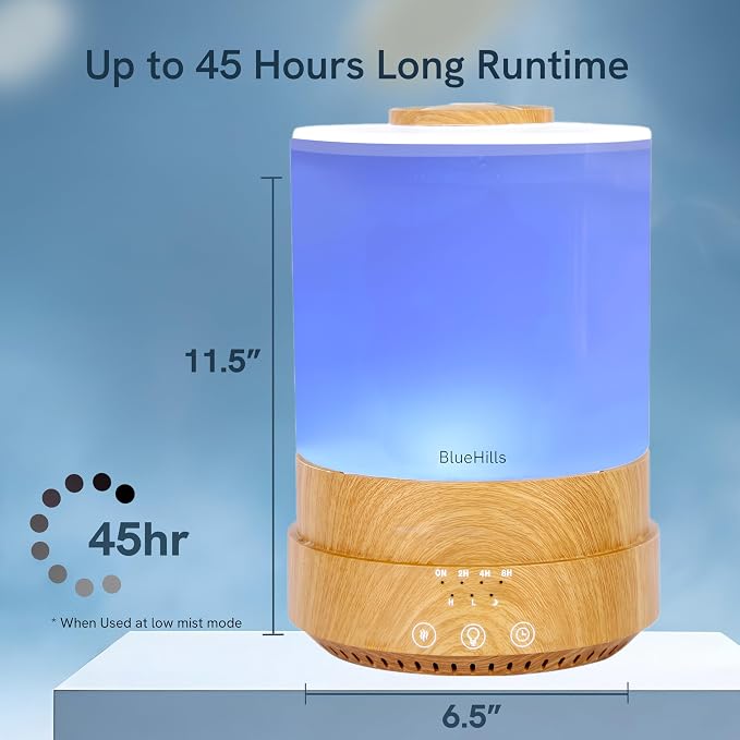BlueHills Premium 2500 ML XL Essential Oil Diffusers for Large Room Aromatherapy Fragrance Diffuser Humidifier Combo High Mist Large air Diffuser for Essential Oils for Home Light Wood Grain F005