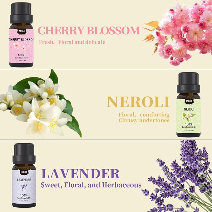 Essential Oils Set-Essential Oils for Diffuser for Home,Diffuser Oils Scents for Aromatherapy,Laundry,Candle&Soap Making,Humidifiers 6 X 10ML