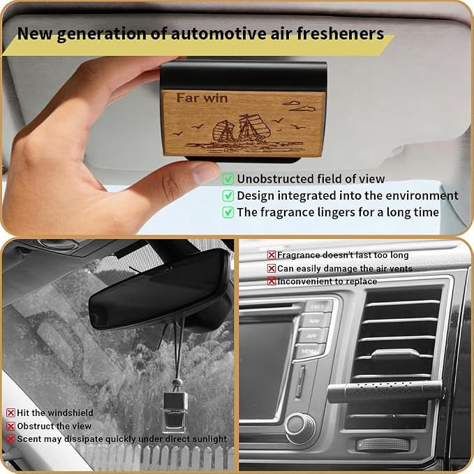 Car Air Freshener -Original pattern designer-Car Odor Eliminator - Long Lasting Scent -Essential Oils-Applicable to cars, drawers, wardrobes, and various scenarios- (Teak-3 Pack -NO CLIP INCLUDED)