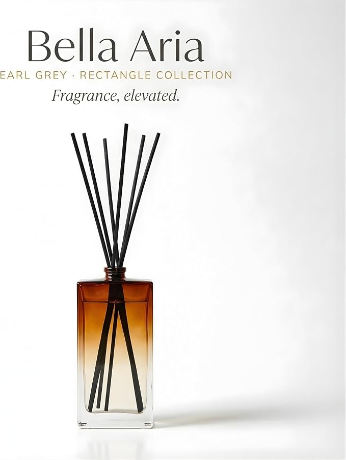 Reed Diffuser for Home Fragrance – Earl Grey Scent 100ml with Reed Sticks, Long Lasting Flameless Diffuser for Bathroom, Bedroom & Living Room Decor, Giftable Glass Bottle