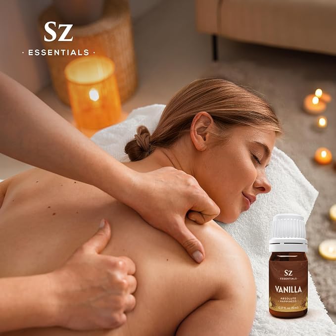 Sz Essential - Vanilla 100% Pure, Essential Undiluted Oil - Extracted from Fresh Vanilla - Rich & Exotic Taste with Sweet Overtones - Therapeutic Grade & Vegan - 0.17oz (5ml)