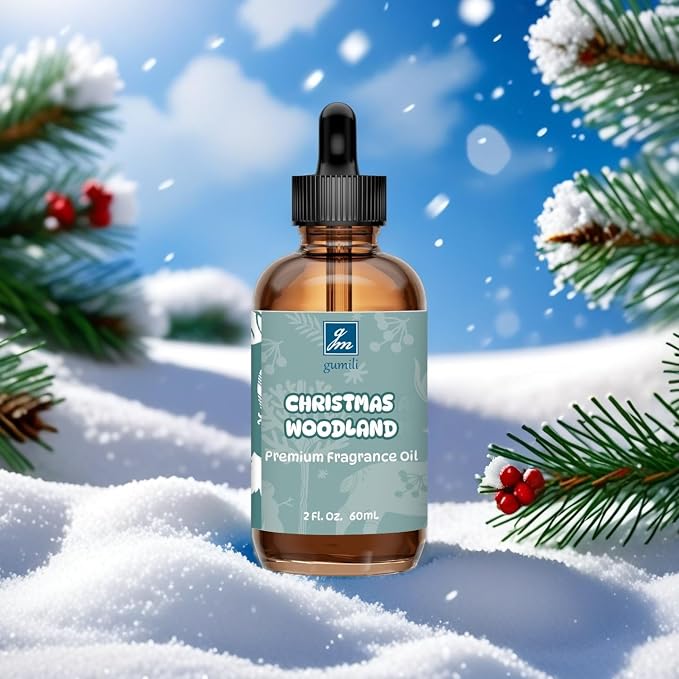 GM Gumili Christmas Woodland Fragrance Oil 2 Oz, Natural Scent Oil for Home Essential Oils Diffuser, Candle Making, Soap Making, DIY Body Oils, Perfume, Body Mist, Spray - Fall Winter Scent