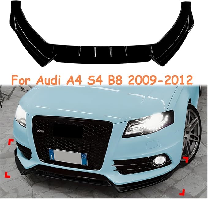 For Audi A4 S4 B8 2009-2012 Car Front Bumper Lip Splitter Diffuser Body Kit Auto Spoiler Accessories