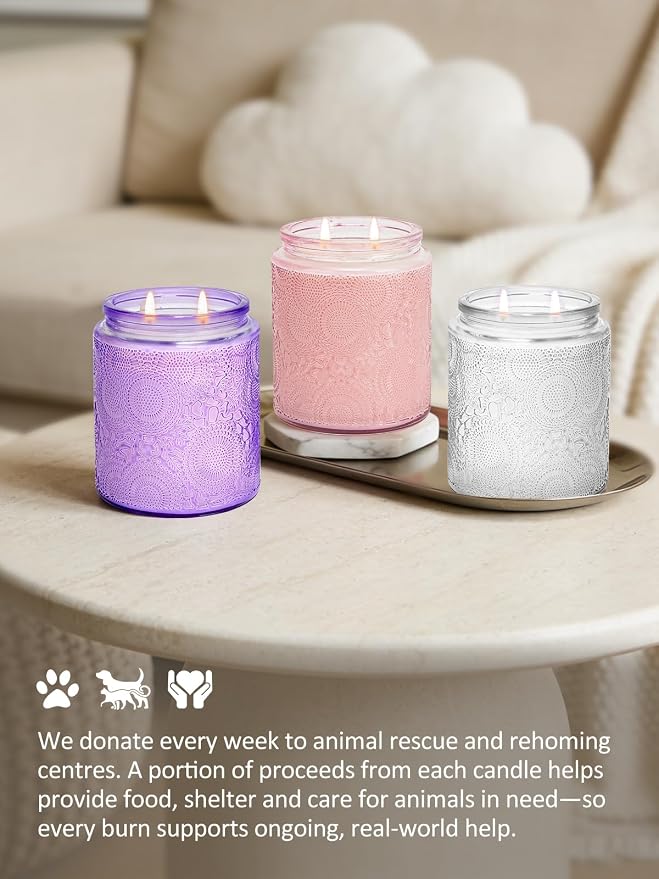 Cirhy Lavender Scented Candle, Purple Candle Gift for Women – Natural Soy Wax, 50-Hour Burn, Aromatherapy Candle for Sleep, Relaxation & Home Scented,7.4 oz Jar Candle