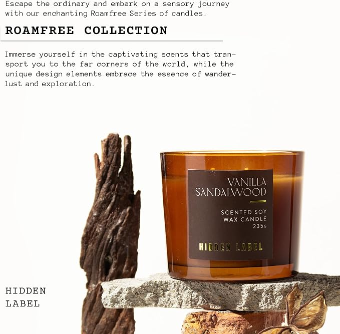 Vanilla Sandalwood Scented Candle, 8.3 oz Natural Candles Non Toxic with Wood Lids, 2 Wick Sented Candle for Home Scented, Gifts for Men&Women,Long-Lasting for Gifting | for Bedroom,Relaxing SPA