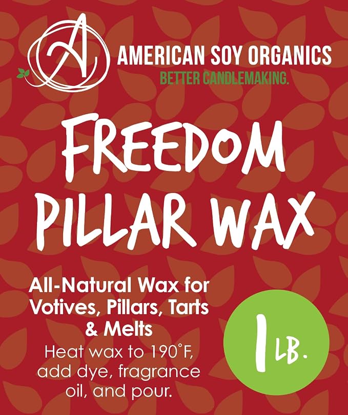 American Soy Organics- 1 lb of Freedom Soy Pillar Wax Beads for Candle Making – Microwavable Soybeads – Premium Pillar Wax - Candle Making Supplies