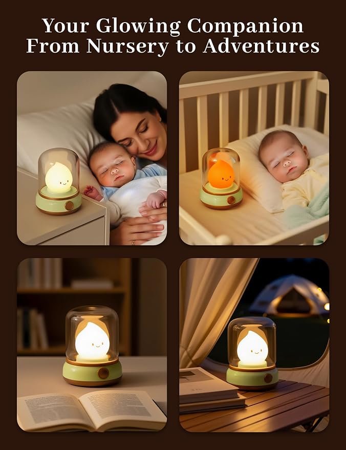 WANIDEA Chibi Flame Lamp, Sleep White Noise Machine Night Light,Waterproof Shower Lamp5 White Noise with 4 Level Volume Adjustment, Rechargeable Lamp,Decor,Gift for Girls