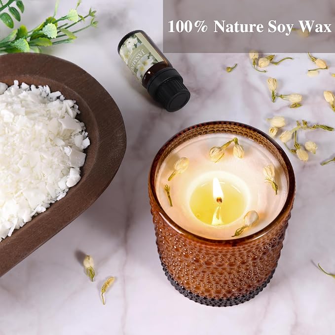 DARJEN Candle Making Kits for Beginners, DIY Starter Scented Candles Making Kit - 2 Glass Jars(Blue, Amber), Soy Wax, Scented, Card & More, Full Soy Candle Making Supplies Set Perfect Gifts