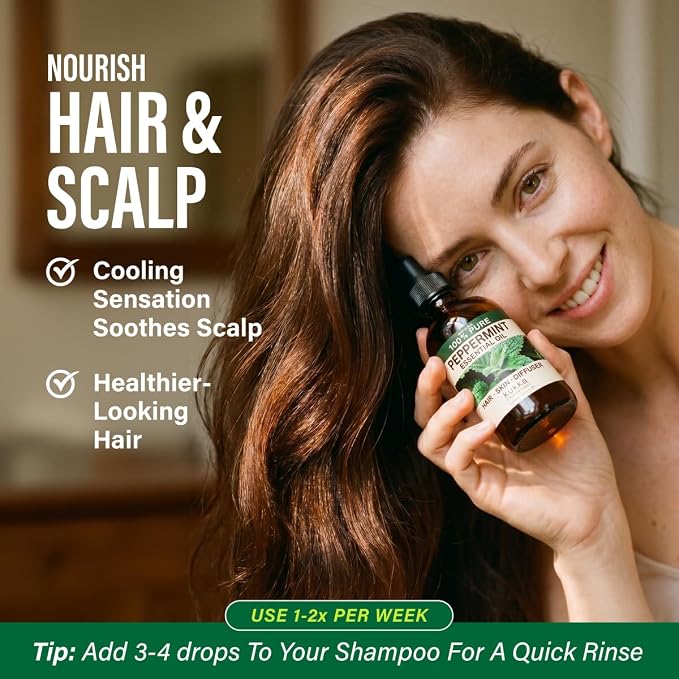 100% Pure Peppermint Oil - 4 Fl Oz Peppermint Essential Oil for Hair, Skin, Diffuser, Aromatherapy & DIY Soap Making Scent