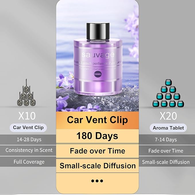 Amor Lyris 3.5OZ/100ml Large Car Air Freshener Refill, CO01/Dedicated Perfume Long Lasting Air Fresheners 6 Months, Car Diffuser Essential Oil Made of Natural Plant Extracts, Sauvage