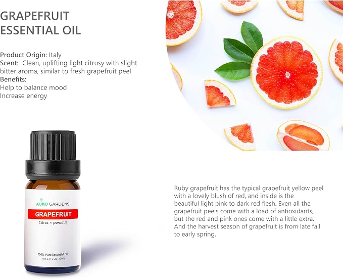 Citrus Essential Oil Set - Pack of 6, 10ml, Pure Therapeutic Grade Fruity Essential Oils includes Lemon, Grapefruit, Sweet Orange, Lime, Bergamot and Petitgrain