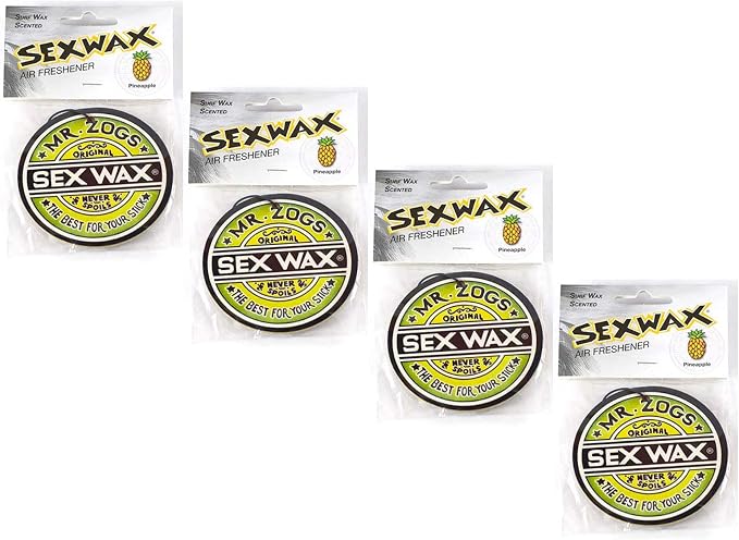 Sex Wax Mr. Zoggs AIR FRESHENER 3" Logo Green 4-Pack Pineapple