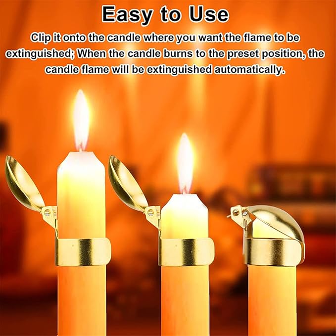 Horoper Candle Snuffer, 4 Pcs Automatic Candle Wick Snuffer Stopper, Candle Extinguisher , Candle Snuffer Clip On Kit for Candle Lovers Gold and Silver(Gold)