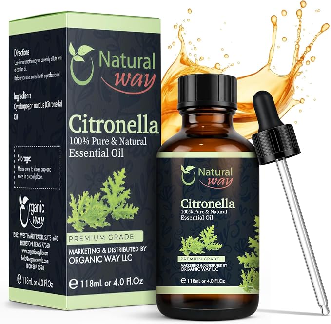Citronella Essential Oil for Diffusers | Natural Aroma Oil for Home Fragrance, Humidifier & DIY Candle Making, Long Lasting Scent for Office, Bedroom & Soothing Scent 4 Fl Oz (120 mL)