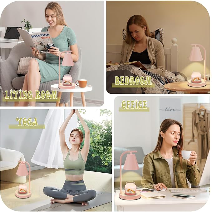 Pink Candle Warmer Lamp - with Timer & Dimmer, Cozy for Women Mom, Modern Home Decor House Warming Gifts Wax Melt Warmer for Scented Jar Candles